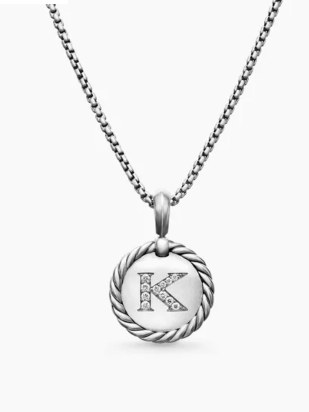 David Yurman Initial Charm Necklace K Sterling Silver With Diamond